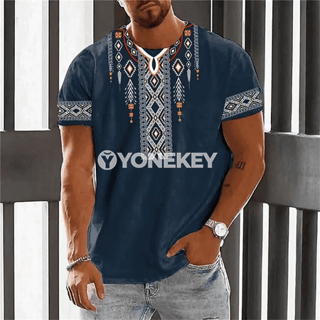 Erkekler üçin 3D çaply giň futbolka, gündelik şäher görnüşi