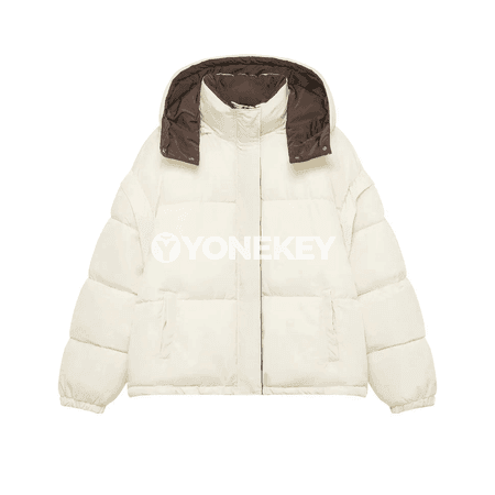 Zenanlar üçin gyş hoodili ýyly parka kurtka, giň kesimli, rahat model