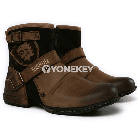 Erkekler üçin retro deri aýak bilek ädikleri, klassik kowboy stili