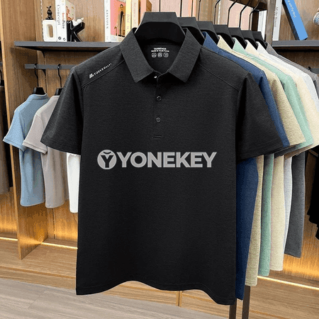 Erkekler üçin ýeňil dem alýan polo futbolka, tomuslyk gündelik model