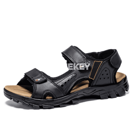 Erkekler üçin hakyky deriden ýaz sandal we plýaž köwüşleri