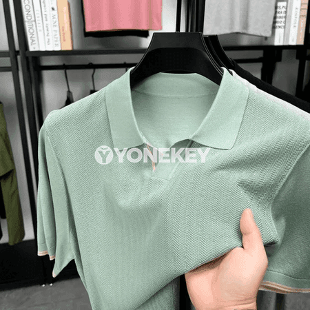 Erkekler üçin premium polo futbolka, ýeňil we dem alýan tomus köýnegi