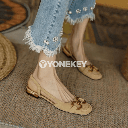Zenanlar üçin retro sandallar, pes ökjeli elegant slip-on model
