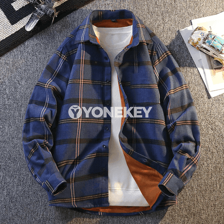 Erkekler üçin ýyly tekjeli uzyn ýeňli ýokaly köýnek-jaket