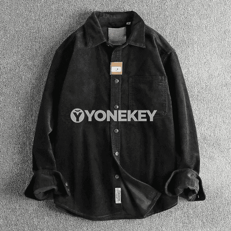 Erkekler üçin korduroý uzyn ýeňli gündelik köýnek-jaket