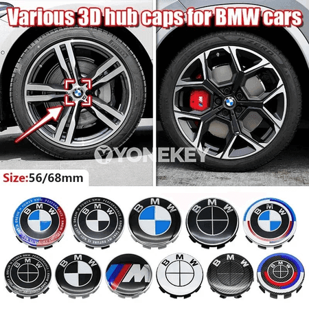 BMW üçin 4 sany jant merkezi gapagy, 56/68 mm, M logotipli