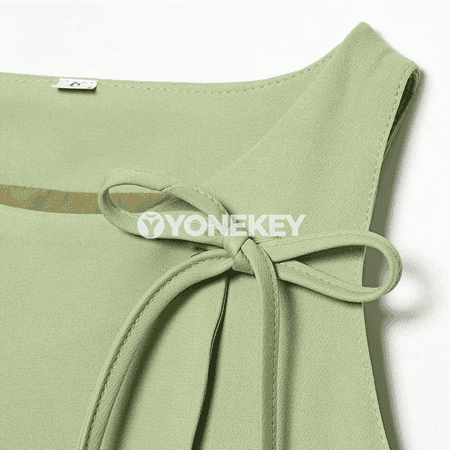 Zenanlar üçin tomusky iki bölekli elegan toplum, galstukly ýeňsiz köýnek