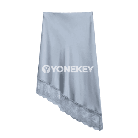 Zenanlar üçin satin midi yubka, asimmetrik ýeňil we owadan