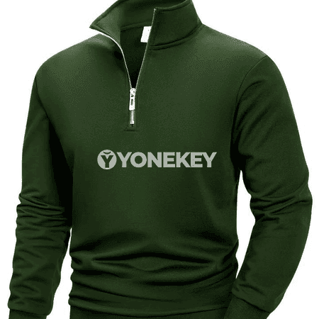 Erkekler üçin güýz ýyly zipli sweatshirt, ýokary boýunly pulover