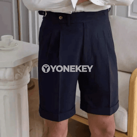 Erkekler üçin tomusky giň kesimli Naples şortigi, ýokary hilli gündelik model