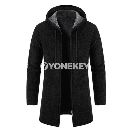 Erkekleriň gyş köýnek-paltosy, ýyly kapşonly fermuarly penjek