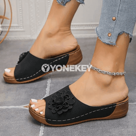 Aýal-gyzlar üçin retro wedge sandallar, ýylylykda ýeňil, uly ölçeg