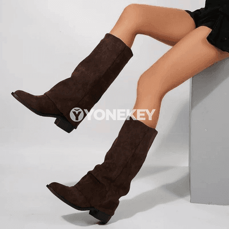 Zenanlar üçin ýokary dyzly modaly ädikler, uçly burunly kowboý stil