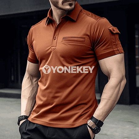 Erkek polo köýnek, gysga ýeňli, gündelik slim fit görnüş