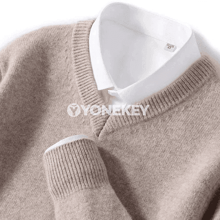 Erkekler üçin ýyly kaşmir V boýun switer, güýz-gyş üçin