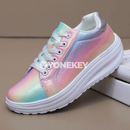 Zenanlar üçin patchwork loafers, tekiz platformaly amatly köwüşler