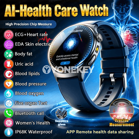 GUHUAVMI 1.75" AMOLED akylly sagat, ECG+PPG, NFC, saglyk gözegçiligi