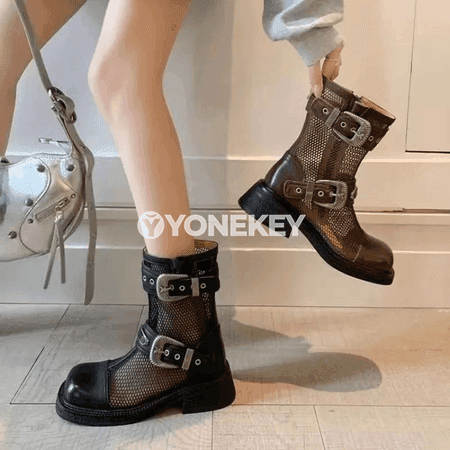 Zenanlar üçin ýeňil mesh güýz-güýzlük ankle ädikler, gapdal fermuarly