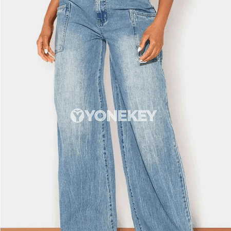 Zenanlar üçin giň balak jeans, amatly we gündelik stil