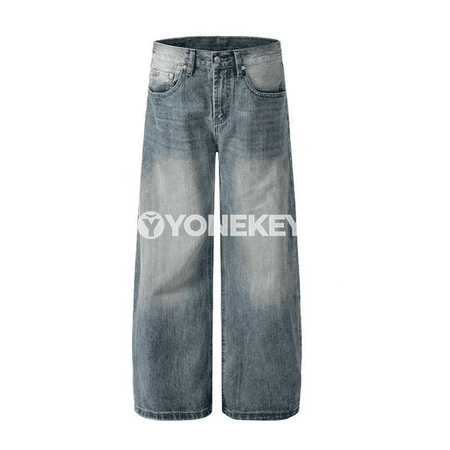 Aýal-gyzlar üçin giň balakly, ýokary bil jeans, rahat kesim