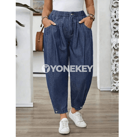 Zenanlar üçin uly ölçegli giň balaçyk jinsy balaklar, gündelik stil