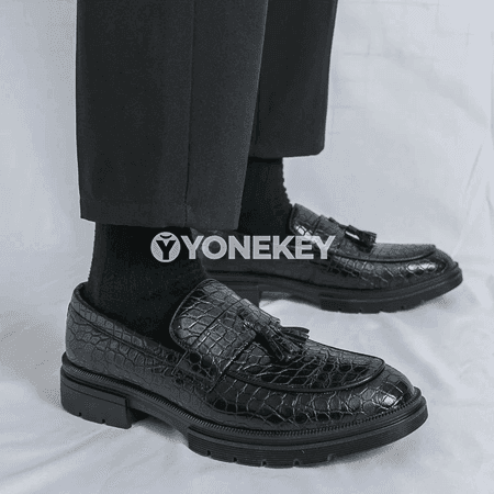 Erkekler üçin klassik deri loafers, slip-on, ofis we gündelik