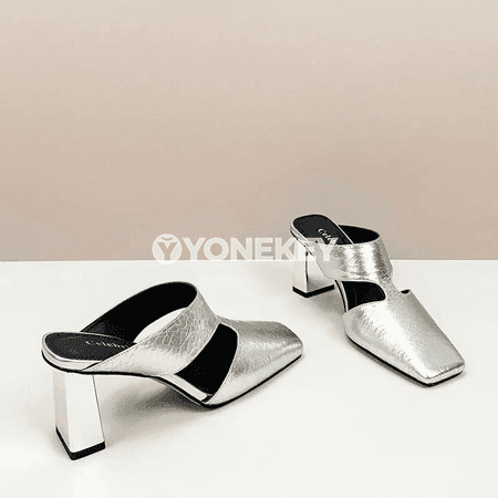 Aýal üçin moda sandal, kwadrat uçly, pes ökjeli, gündelik geýim