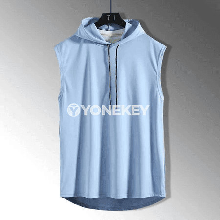 Erkekler üçin ýeňil sport hoodiesiz maýka, tomus üçin