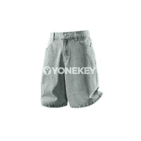 Erkekler üçin denim şortikler, giň kesim, şäher stili