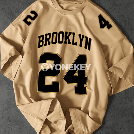 Erkekler üçin Brooklyn 24 ýazgyly rahat futbolka