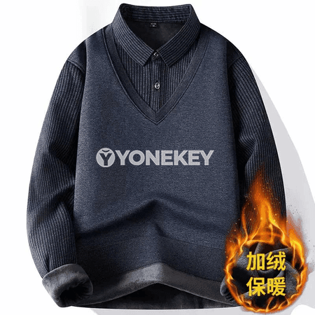 Erkekler üçin ýyly içi fleesli uzyn ýeňli polo köýnek