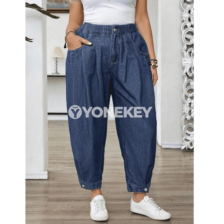 Zenanlar üçin uly ölçegli giň balaçyk jinsy balaklar, gündelik stil