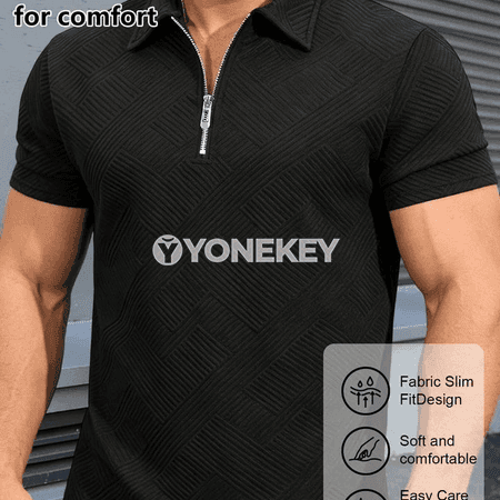 Erkekler üçin dem alýan polo köýnek, ýarym zip, ýaz-tomus