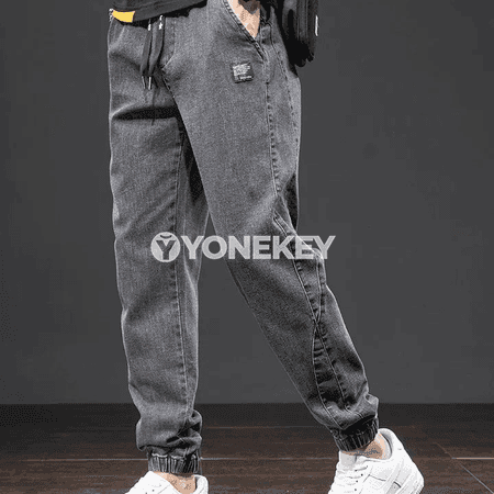 Erkekler üçin giň kesimli cargo jeans, ýaz-tomus