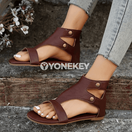 Zenanlar üçin retro topukly arkaýyn sandallar