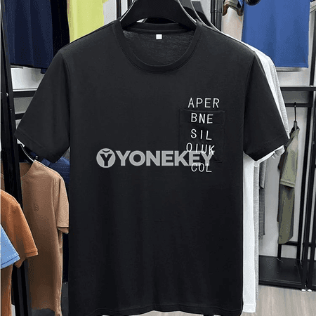 Erkekler üçin ýeňil, dem alýan gysga ýeňli futbolka, gündelik köýnek