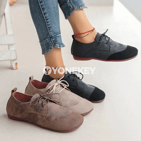 Zenanlar üçin retro stilindäki ýeňil loafer köwüşler, giň ölçegli