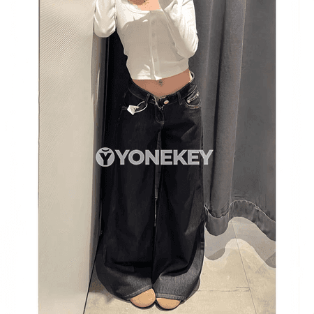 Zenanlar üçin giň balakly, ýaz üçin ýeňil jeans, ýokary rahatlyk