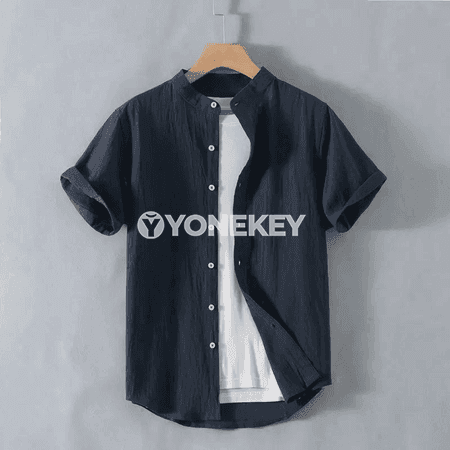 Erkekleriň zygyr-pambyk ýeňil tomus köýnegi, retro stil
