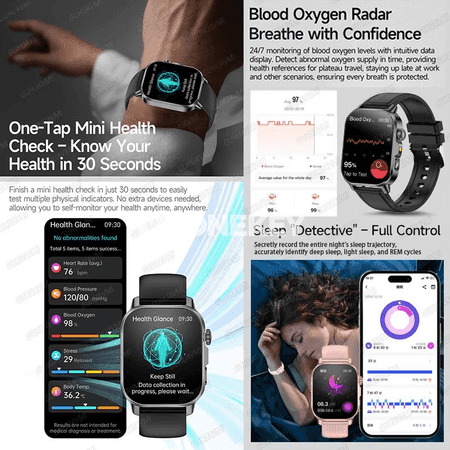 GUHUAVMI akylly saglyk sagady, ECG/HRV, gan basyşy, Bluetooth jaň