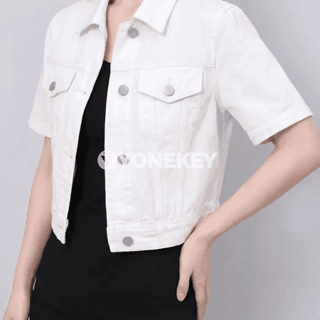 Aýal-gyzlar üçin denim gysga jaket, gündelik ýeňil köýnek