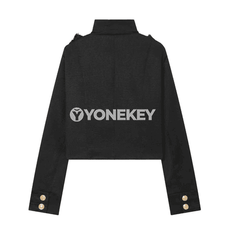 Zenanlar üçin slim turtleneck gysga kurtka, ýazky, uzyn ýeňli