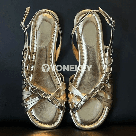Zenanlar üçin ýeňil, dem alýan, örülen gladiator sandallary