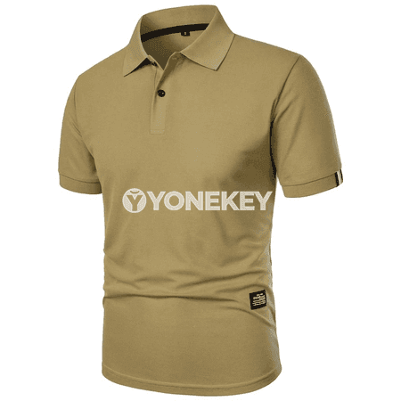Erkekler üçin ýeke reňkli gysga ýeňli polo köýnek, gündelik stil