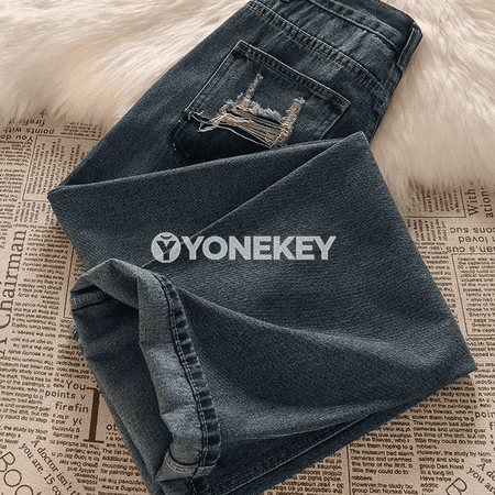 Retro deşikli giň bel denim jinsy balaklar