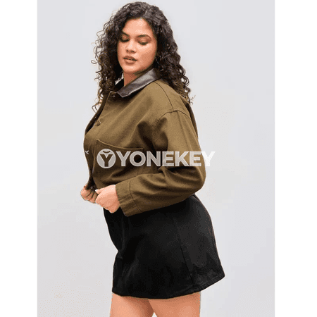 Zenanlar üçin uly ölçegli döwrebap köýnekçeli kurtka, retro stil