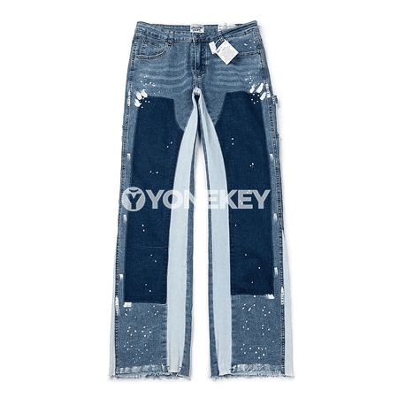 Y2K erkek jeans — giň kesimli, patchly, ankli uzyn moda balak