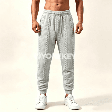 Erkekler üçin örme jogger balaklar, elastik bili, jübili