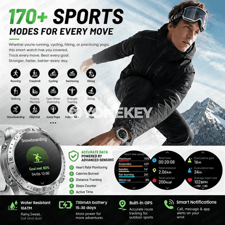 Offline kartaly GPS akylly sagat, 10ATM, AMOLED sport modeli
