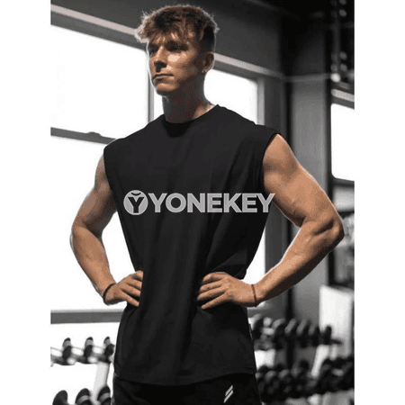Erkekler üçin ýeňil sport maýkasy, ýeňsiz, ýaz-tomus üçin